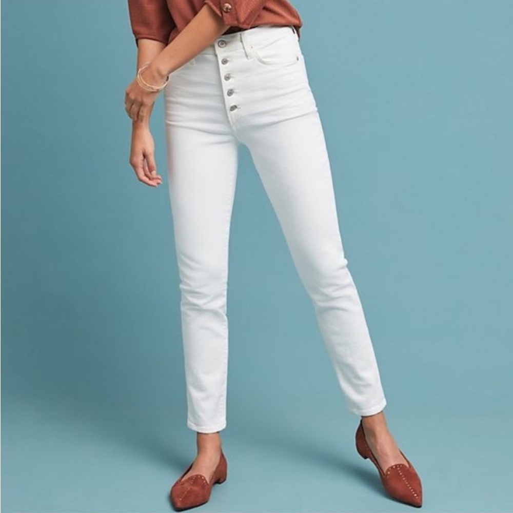 Citizens of Humanity Olivia High Rise Slim Ankle Jeans in White Size 28